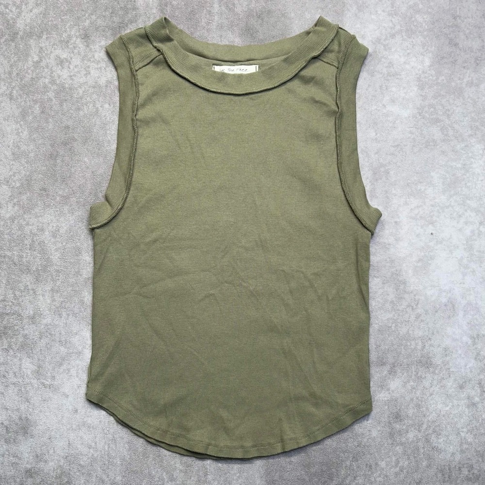 Free People We The Free Kate ribbed tank top XL Muscle Tank Top Curved Hem